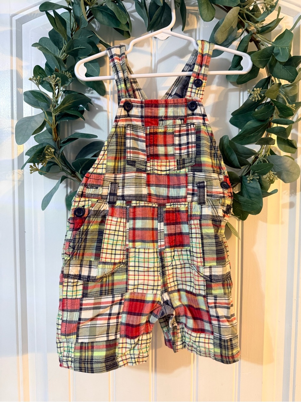 💫4/$25 • GAP Plaid Patchwork Shortalls in Red, Yellow, Green, Blue